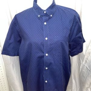Blue Polka Dot Old Navy Slim Fit Short Sleeve Button Down